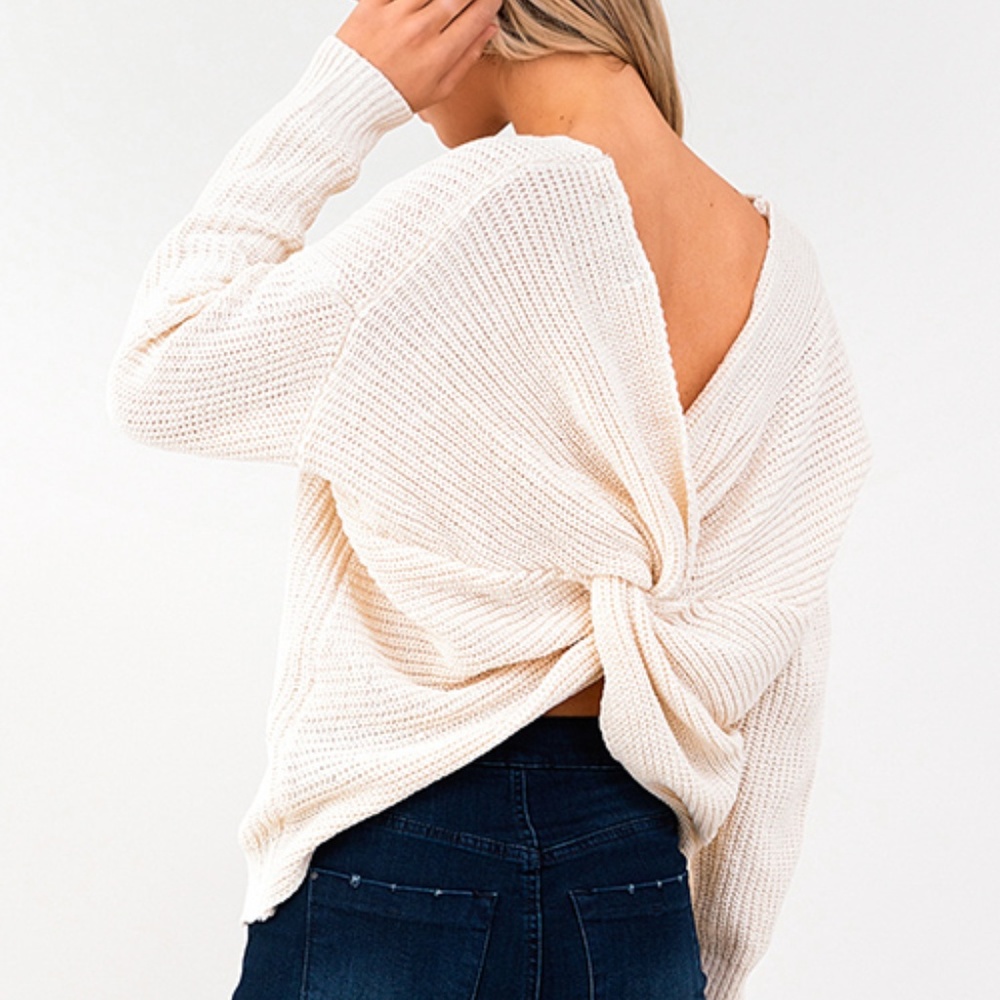 Ivory Twist Back Sweater